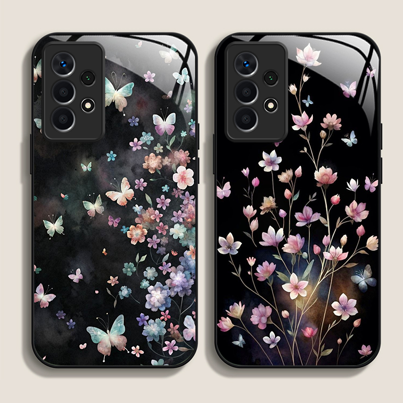 Samsung Galaxy A55 - Vintage Floral Art Butterfly Flower Tempered
